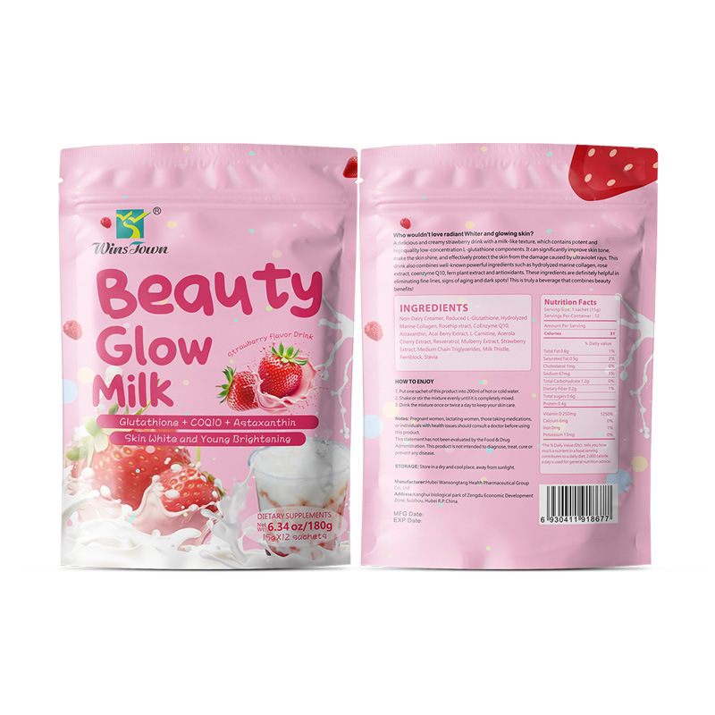 Cross-Border Beauty Glow Mik Strawberry Flavored Milk Tea