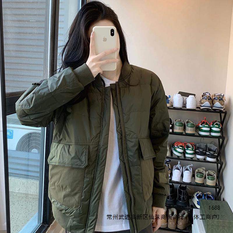 Winter-themed down jackets for men and women, trendy designs, military green coats, baseball jackets, couple jackets