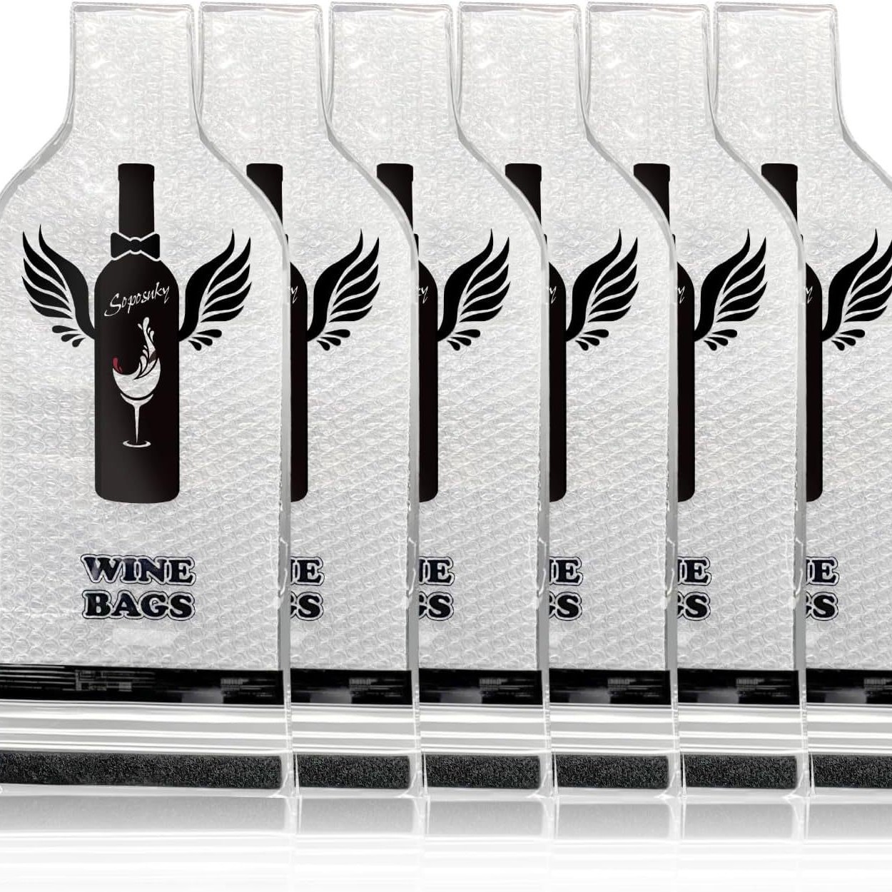 Bolsa de vino al por mayor de punto transfronterizo, bolsa de protección de transporte de botella de vino portátil a prueba de caídas y fugas, bolsa de botella de vino de viaje