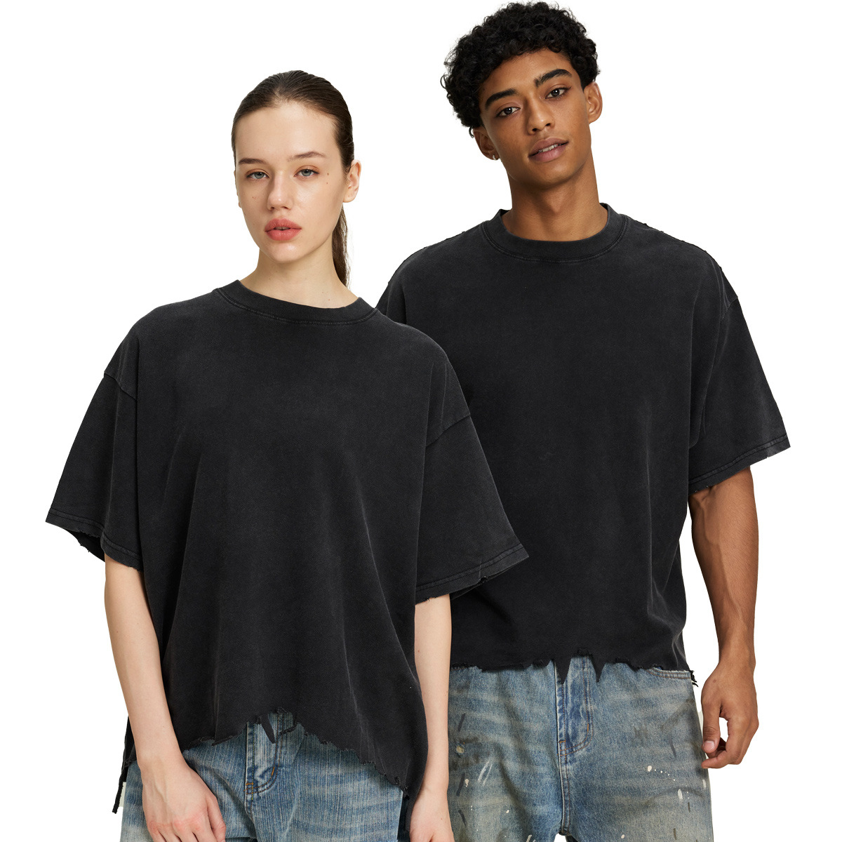 ETAI ropa de hombre de verano hombre algodón de manga corta pesada retro lavado con agua hace viejos desgastados estilo de moda de la calle marca de moda americana T image 6