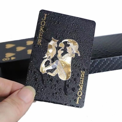 Factory direct sales black gold playing cards durable waterproof gold foil high-end playing cards party desktop Landlord PVC cards