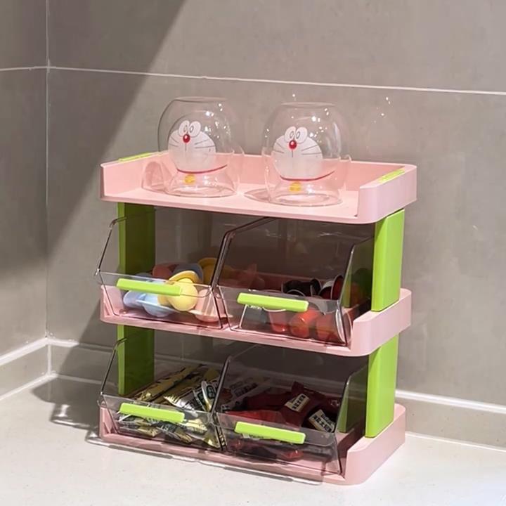 Caja de almacenamiento de escritorio de dopamina bolsa de té de oficina estante multifuncional a prueba de polvo café instantáneo