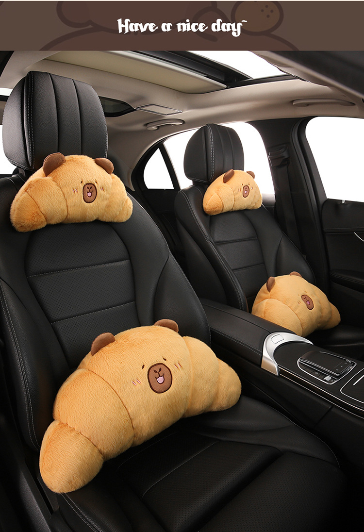Plush Car Headrest Pillow, Neck Pillow, Cute Cushion, Car Seat Cushion, Cartoon Quirky Croissant Muscle Kt