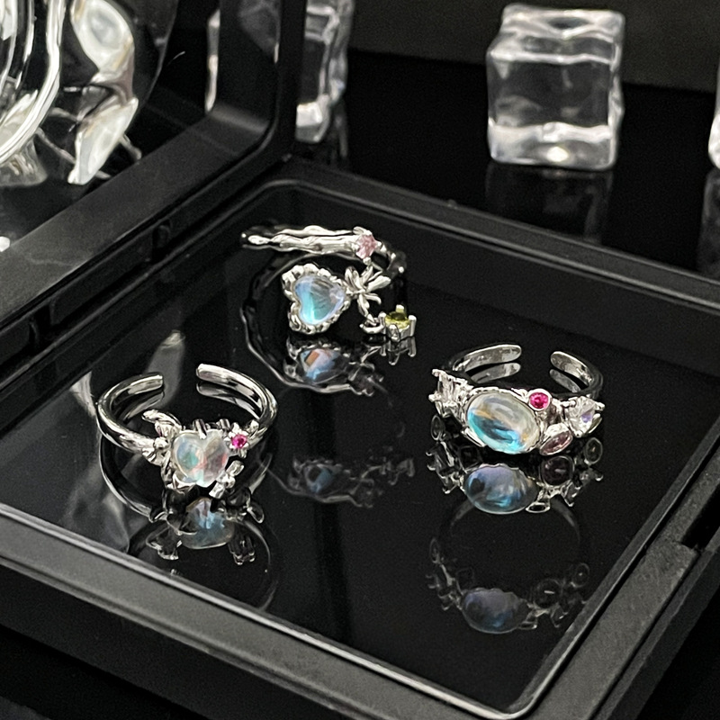 10g Weight Artificial Gemstones Inlay Material Open Rings Classification 1 Piece Quantity Casual Occasion Copper Material Heart Shape, Bow Knot Pattern Women's Gender Inlay Design Lady Style Copper Lady Inlay Heart Shape Bow Knot Artificial Gemstones Open Rings 1