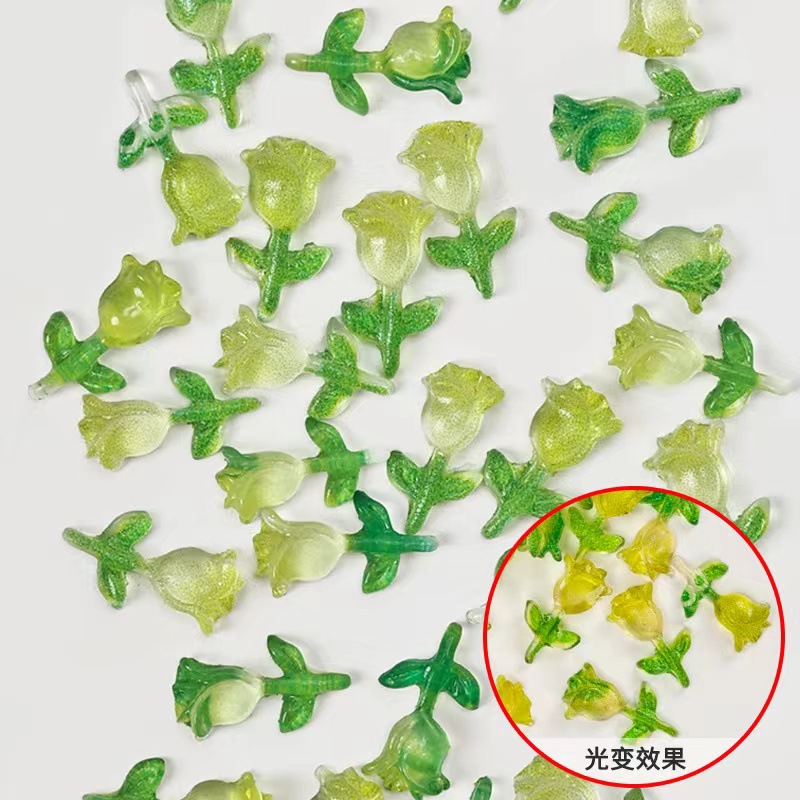 Red popularidad tulipán joyas de manicura luz nocturna tulipán resina tridimensional DIY accesorios de uñas