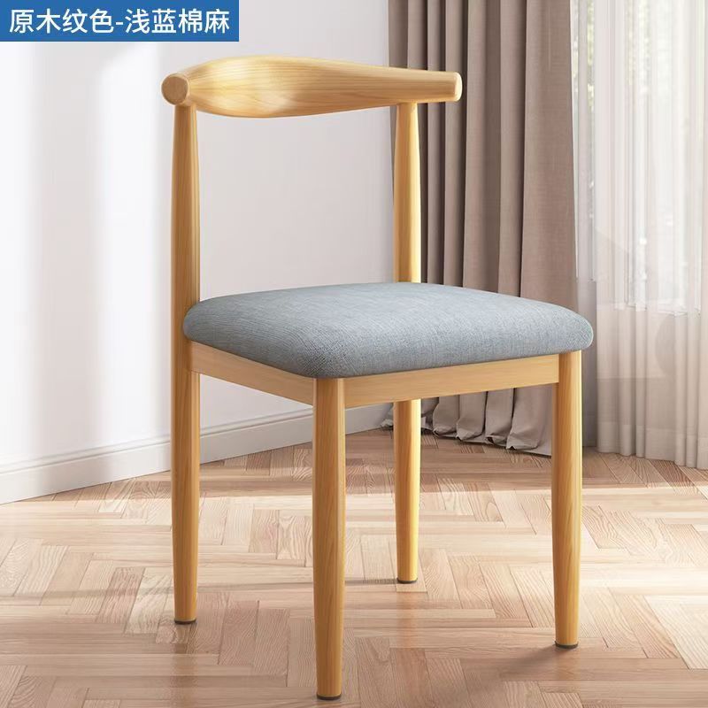 【reinforced & sturdy single chair】natural wood color + gray cotton linen