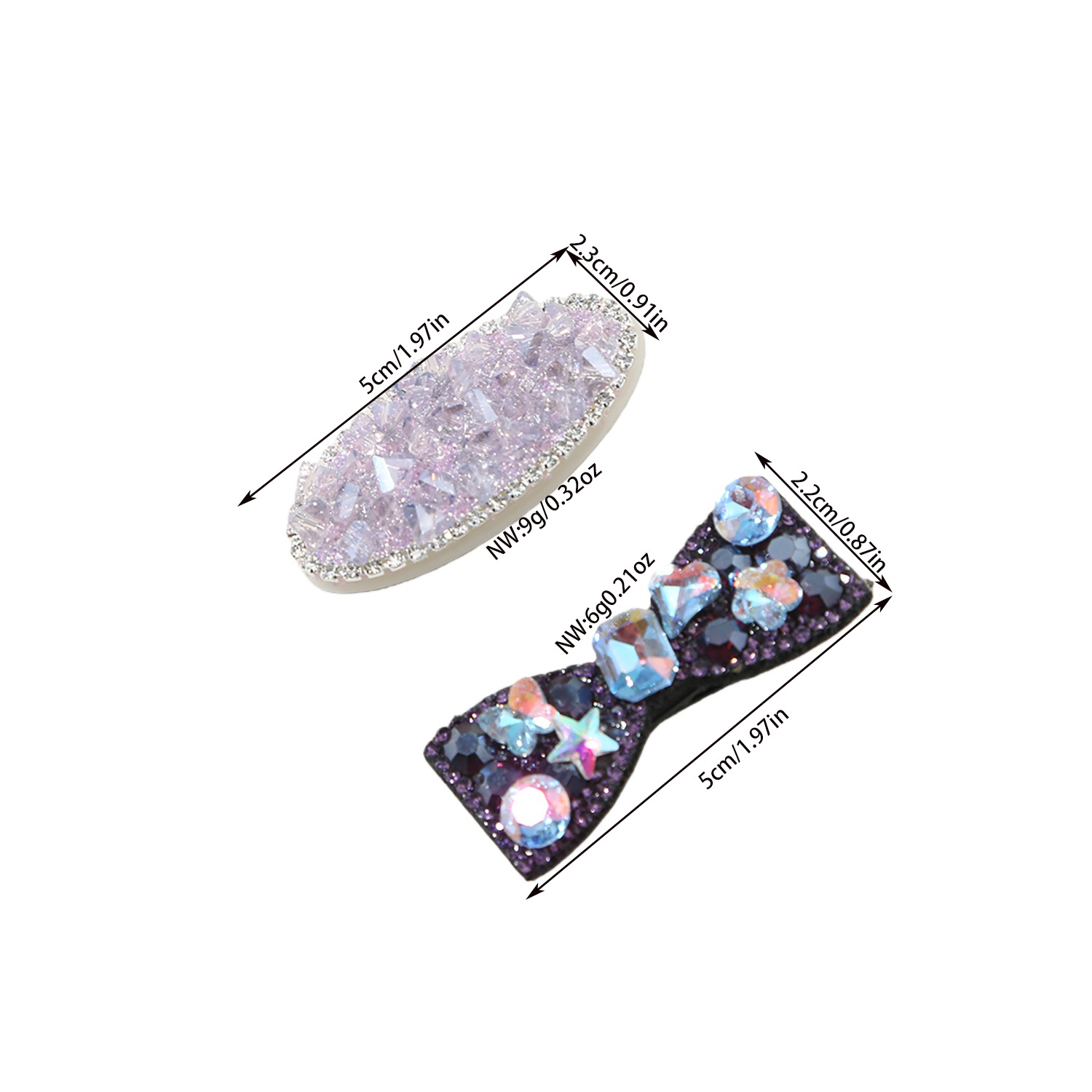 19g Weight Hair Clip Hair Accessories Type Oval Hair Clip With Colorful Diamonds And Bowknot Suitable For Girls Princess Elsa Hair Accessories Cute BB Clip Side Clip