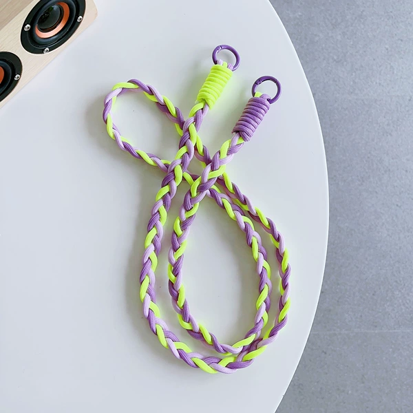 Long braided double loop size 6, dark and light purple green [send card]
