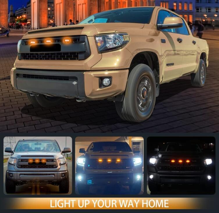 Suitable for TOYOTA Tantu TRD medium mesh grille light TOYOTA TUNDRA medium mesh small yellow light decorative daytime running light
