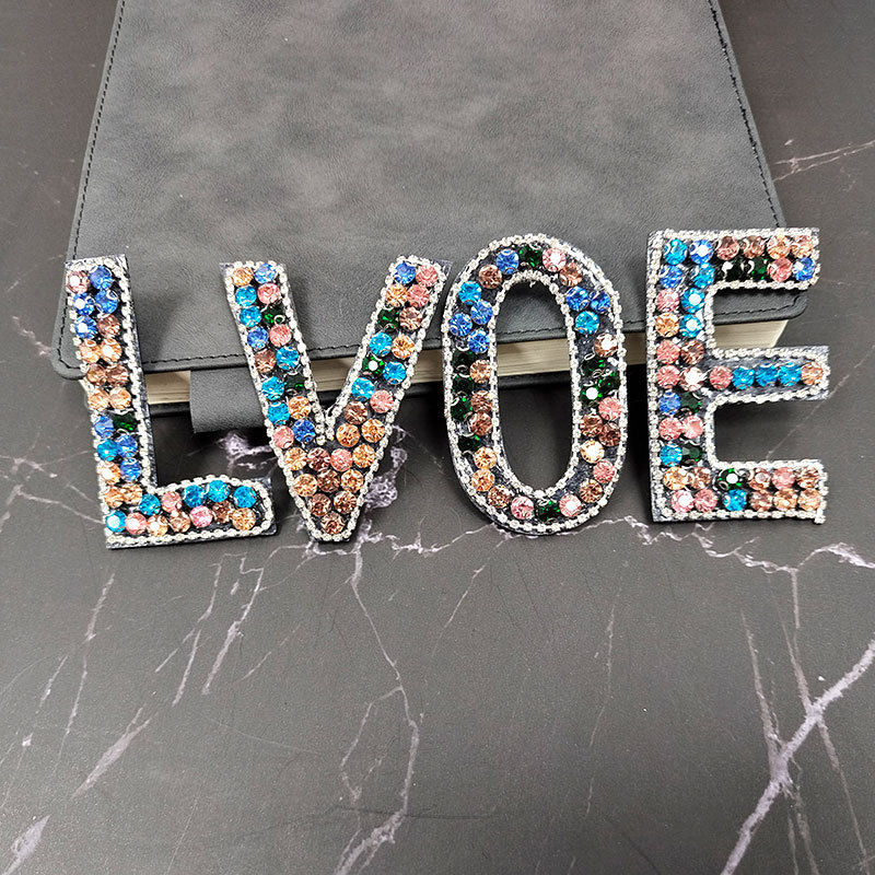 钉珠辅料批发粘钻字母love布贴水钻布贴饰品服装辅料diy 箱包装饰