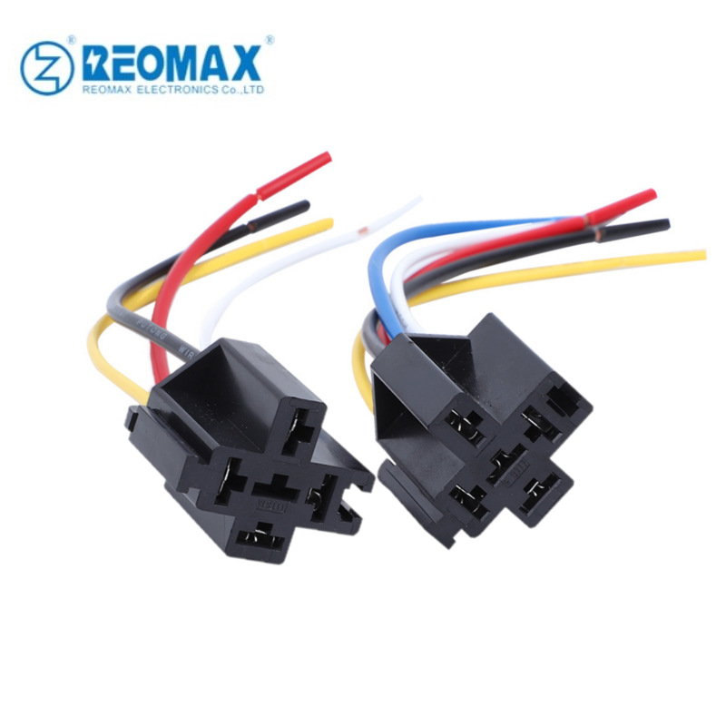 汽车继电器带线插座JD1912 1914通用4脚5脚继电器底座可选线束