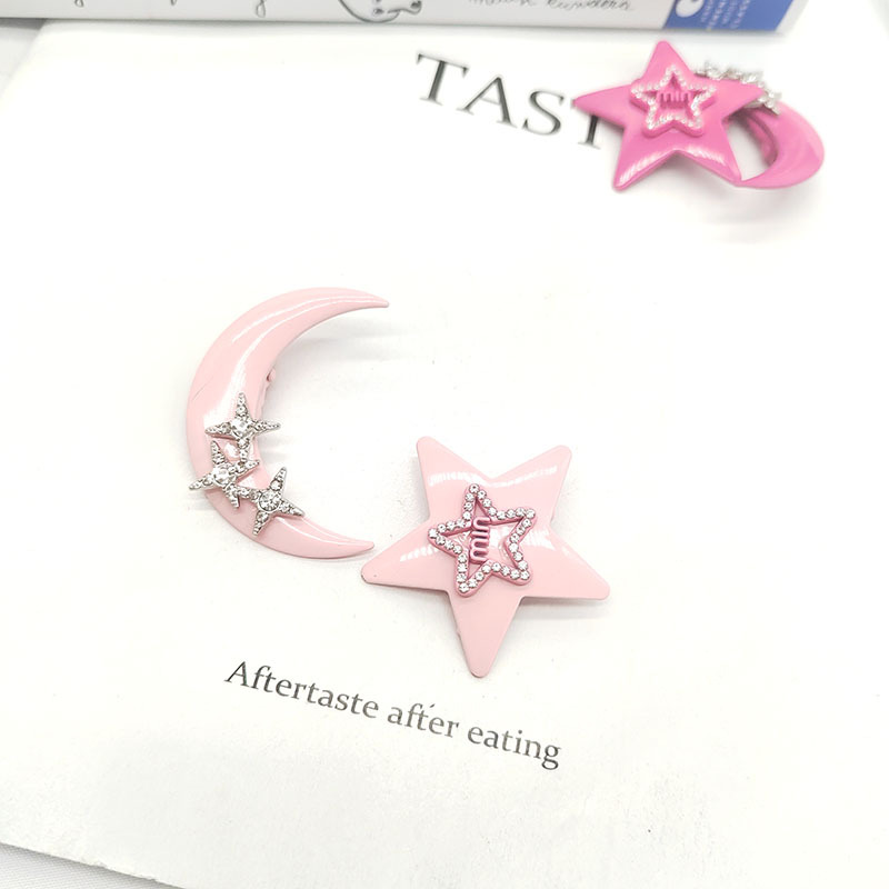 Star Moon Barrettes Super Beautiful Girl Side Clip Star Moon Bang Clip Fashion Five-pointed Star Cropped Hair Clip Barrettes Side Clip display picture 3