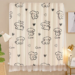 New Style Gauze Curtains with No Punching Installation Velcro Bedroom Adhesive Blackout Cloth Rental House Self-Adhesive Sunshade