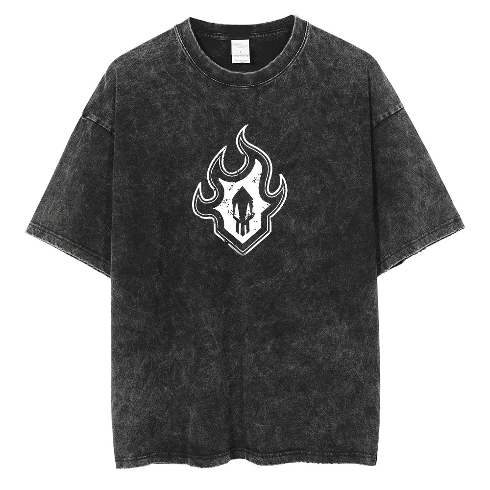 Harajuku anime print t-shirt men streetwearヴィンテージブラックts