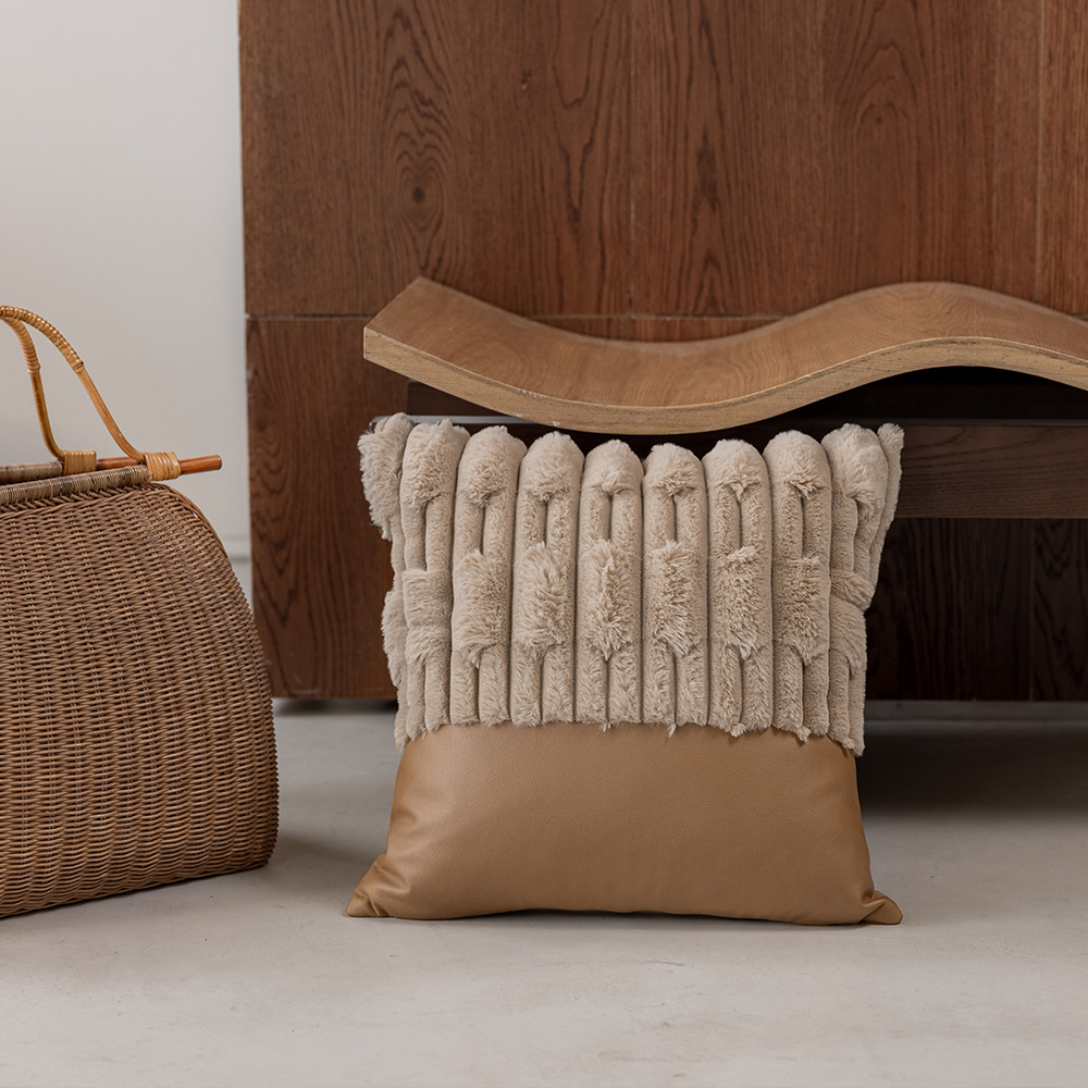 Cojín de chenilla jacquard estilo nórdico de lujo ligero con borlas, funda de cojín de diseño original, cojín lumbar.