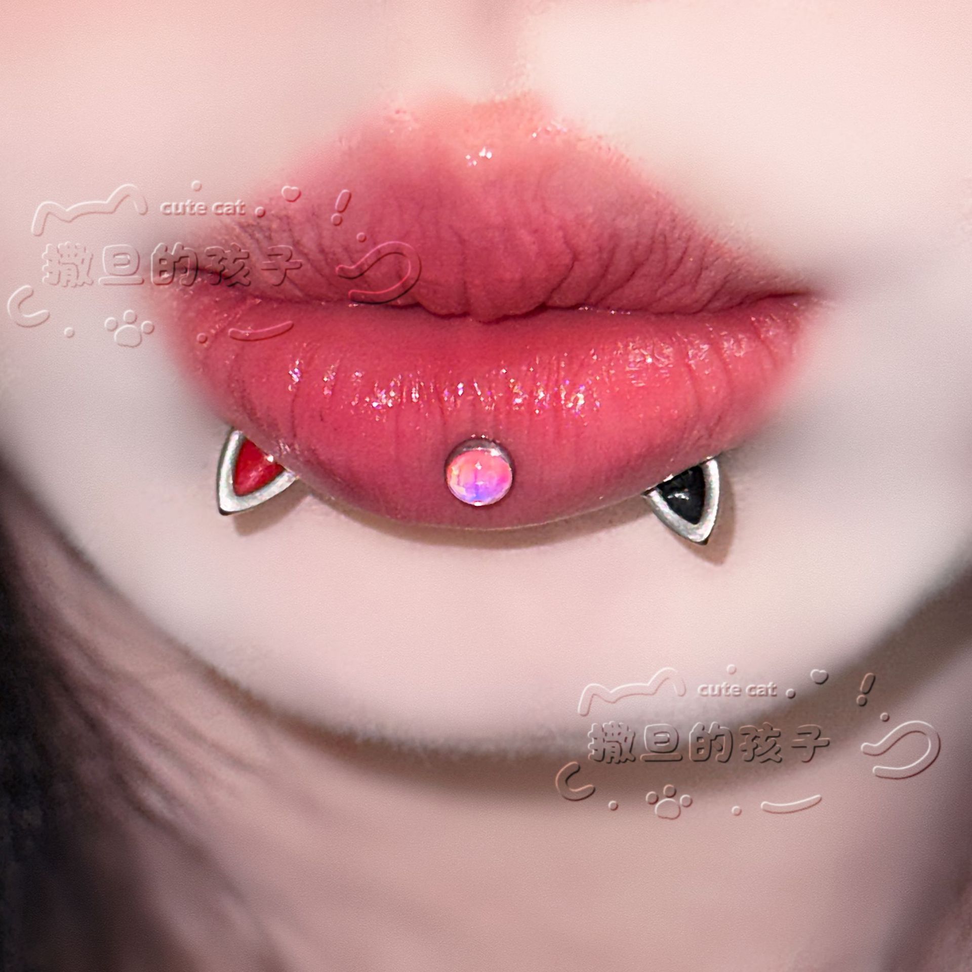 Satan's Child F136 Titanium Alloy Lip Nail Devil Nail Cat Ear Lip Nail Lip Ring detail image 9