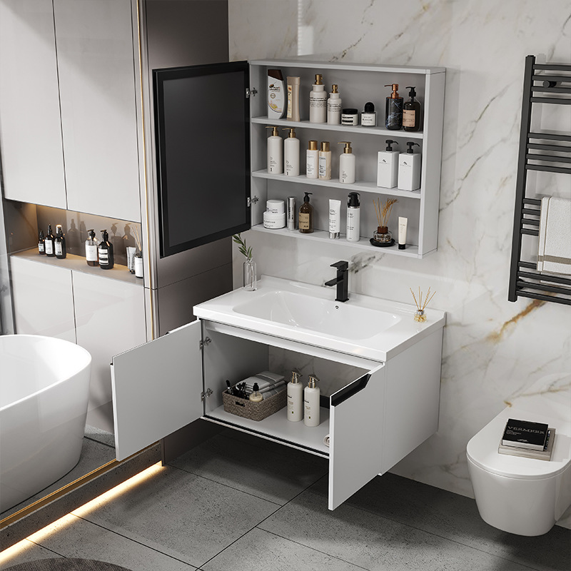 Gabinete de baño minimalista moderno lavabo integrado lavabo de baño de cerámica lavabo combinación de gabinete lavabo