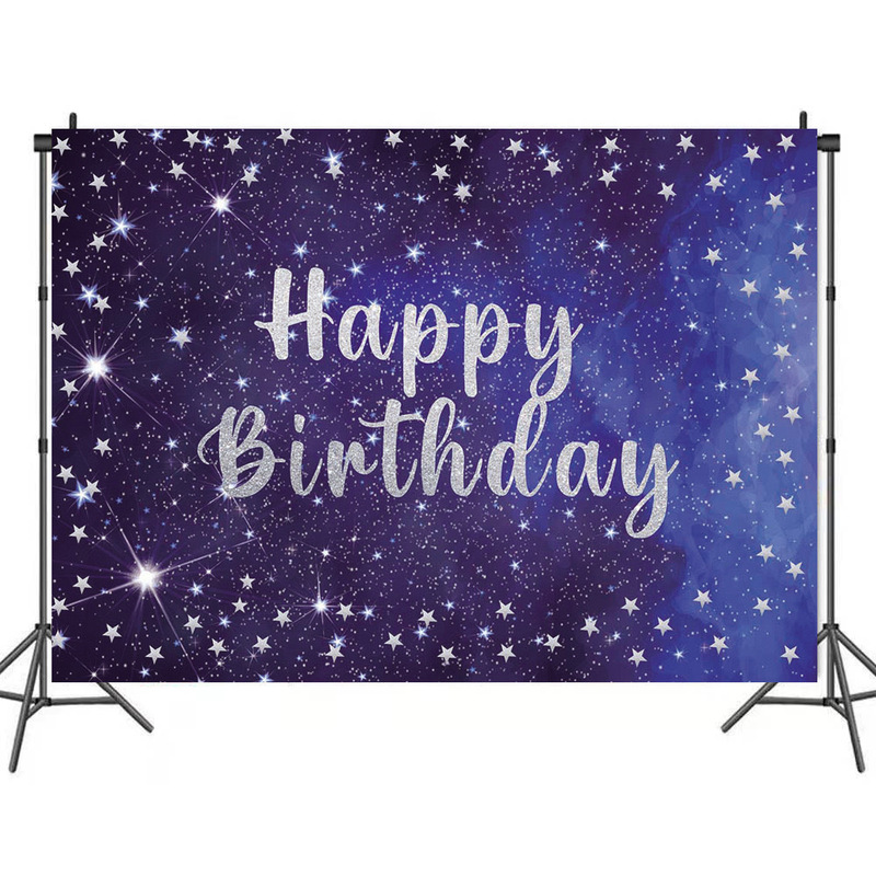 Foreign Trade Amazon Cartoon Stars Night Sky Newborn Photography Background Cloth Children's Birthday Party Banner 5x3ft