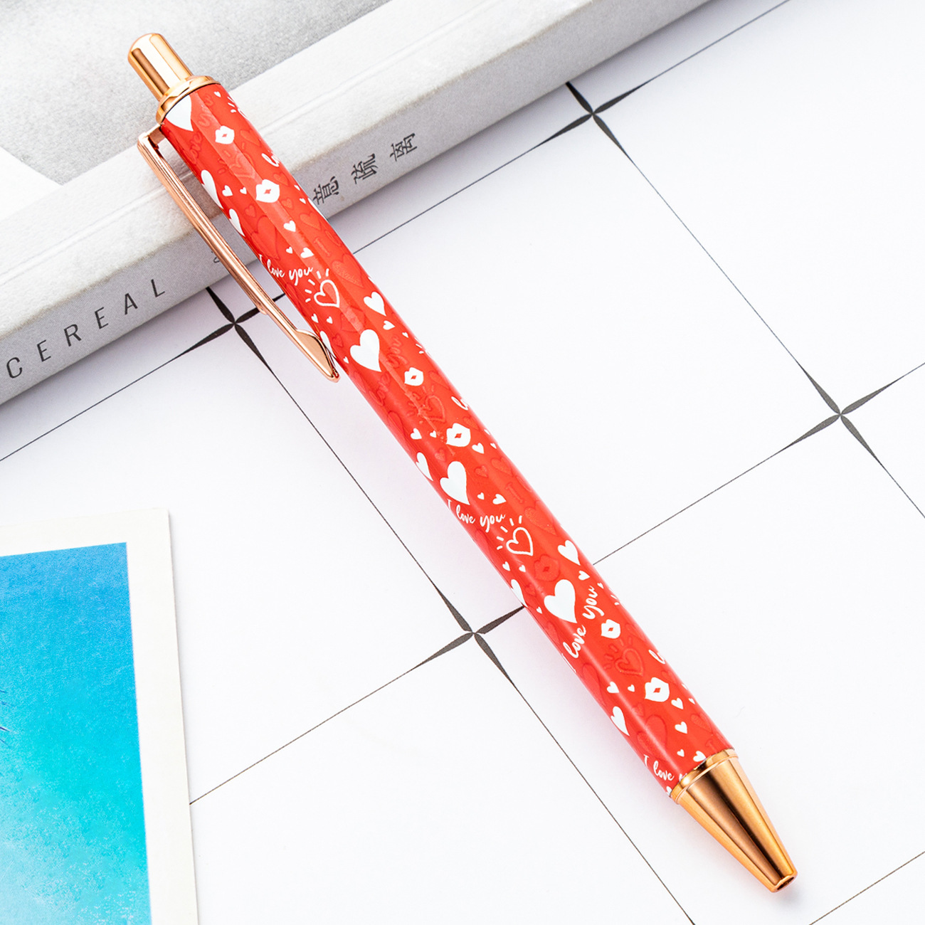 Nuevo Día de San Valentín empuje pluma linda chica corazón estudiante de Metal bolígrafo amor multi-color de transferencia de calor pintura película pluma