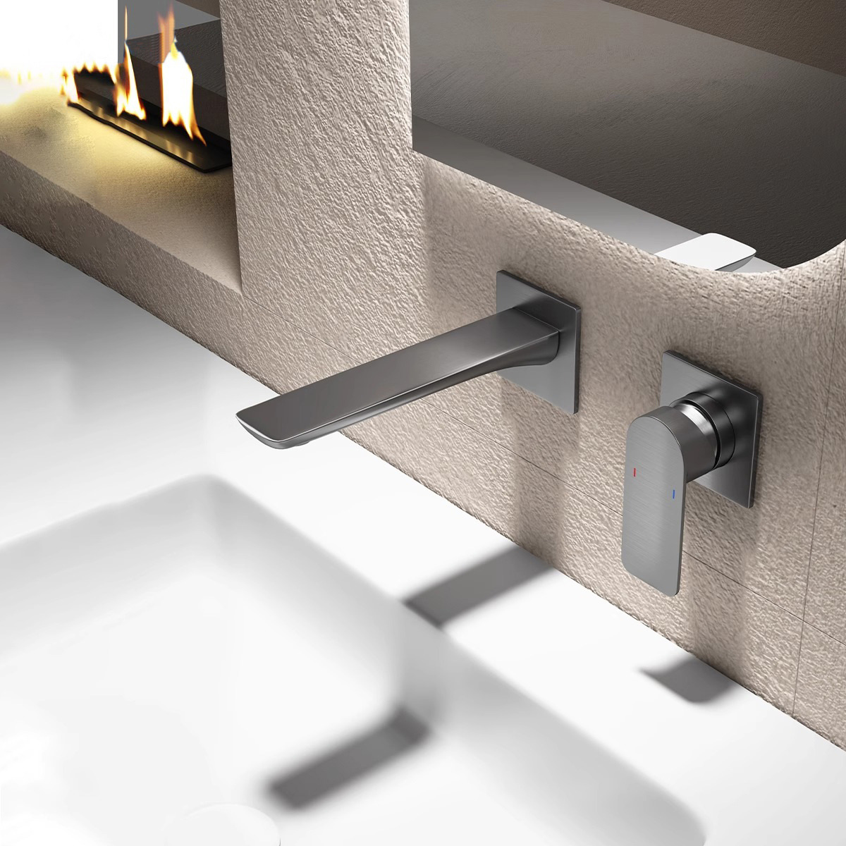 Concealed All-Copper Hot and Cold Faucet Embedded Bathroom Pre-Embedded Faucet Wall-Mounted Washbasin Faucet