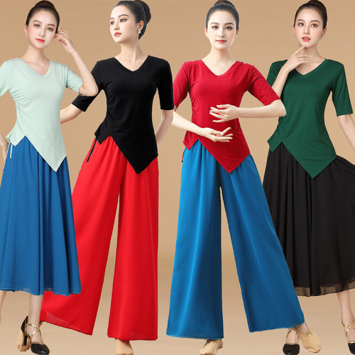  New Square Dance Clothing Modal Top Chiffon Dancing Clothes Large Skirt Dance Performance Costume