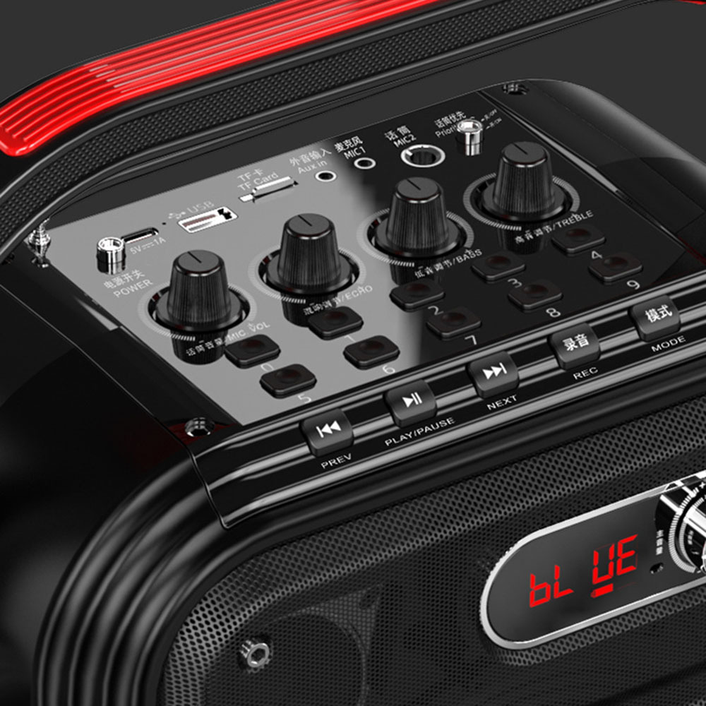 JYX - 66BT altavoz Bluetooth portátil doble micrófono inalámbrico portátil de 6.5 pulgadas tarjeta de baile cuadrada versión de audio en vivo