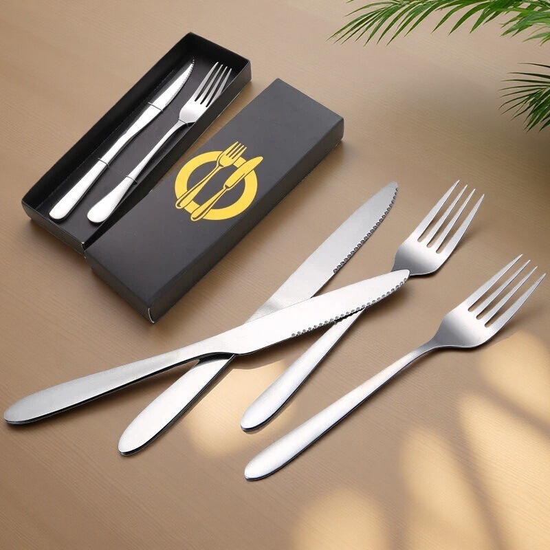 Wholesale Thickened Stainless Steel Western-Style Knife, Fork, and Spoon Set, Hotel Steak and Pork Chop Special Cutlery, Gift with Logo Wholesale Thickened Stainless Steel Western-Style Knife, Fork, and Spoon Set, Hotel Steak and Pork Chop Special Cutlery, Gift with Logo