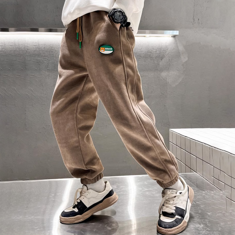 Boys' Autumn Corduroy Jogger Pants Medium And Large Children's Casual Sweatpants New Style Sports Long Trousers_voghion.com