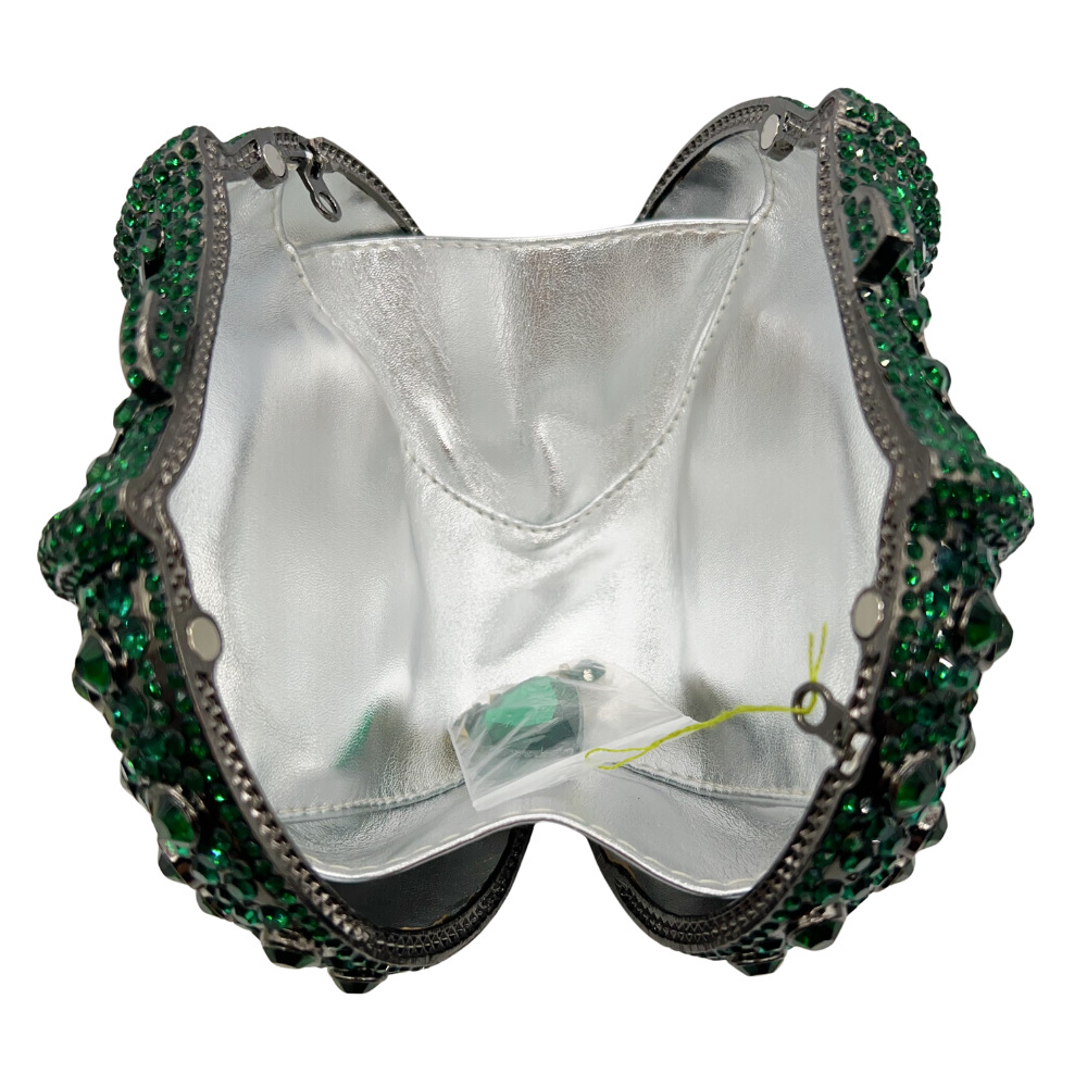 Túi clutch nữ đính đá pha lê dạ tiệc, thiết kế rỗng kim cương, kèm dây xích đeo vai — Màu đỏ, Màu xanh ngọc, Màu xanh đậm, Màu bạc xanh lam