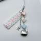 Cross-border New Cute Pink Lace Ribbon Buckle Cat Love Fish Bone Beaded Mobile Phone Chain Hanging Decoration y2k