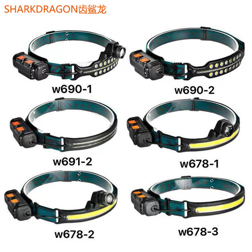 Cross-border new XPG+COB flood sensor headlight Type-C rechargeable outdoor zoom fishing work LED headlight