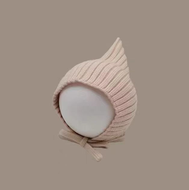 婴儿帽子韩版秋冬季毛线帽纯色洋气百搭尖顶针织帽宝宝加厚针织帽|undefined