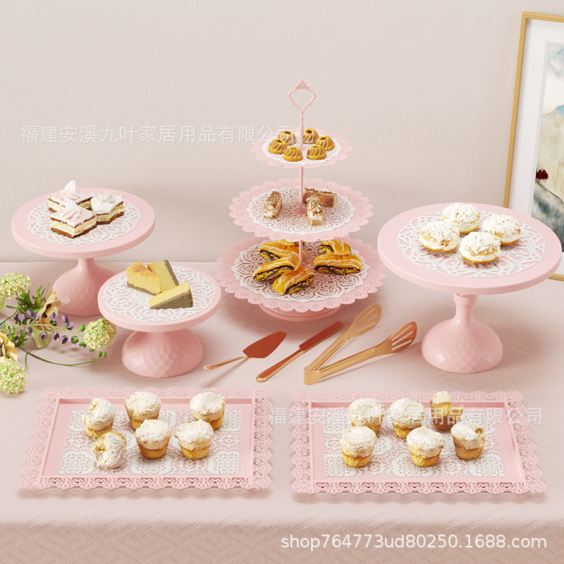 Juego de Soportes para Tartas de Hierro Forjado Estilo Europeo, Decoración para Bodas, Exhibición de Postres, Soporte para Aperitivos, Accesorios para Fiestas de Cócteles, Juego de Platos para Tartas image 5