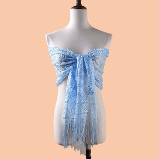2025 New Wave Polyester Pure Color Monochrome Cut Out Flower Lace Long Scarf New Cross-Border Women's Scarf