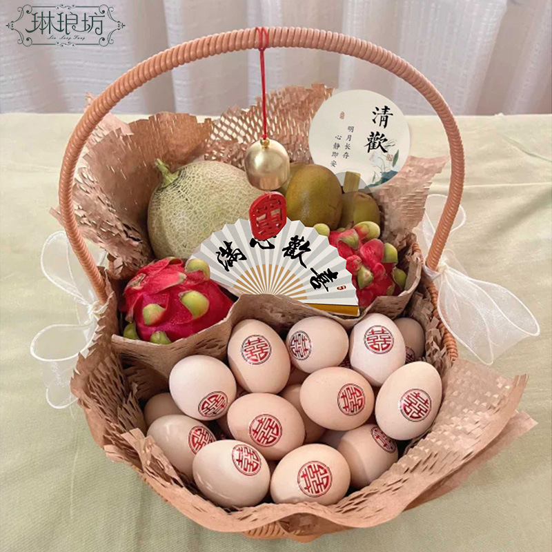 Tarjetas de fans, canasta de flores de la luna, caja de regalo, tarjetas de felicitación, ramo de flores, paquete de flores, estilo antiguo chino