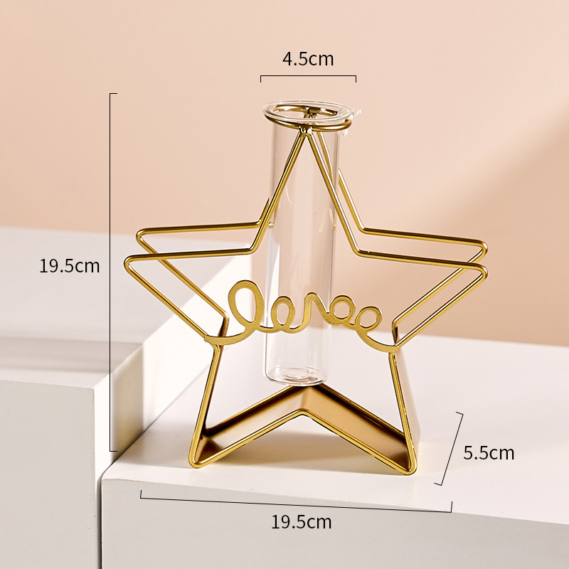 Decoración de vasijas modernas simples ligeras de lujo hogar sala de estar dormitorio comedor decoración de metal tubo de ensayo vasijas hidropónicas