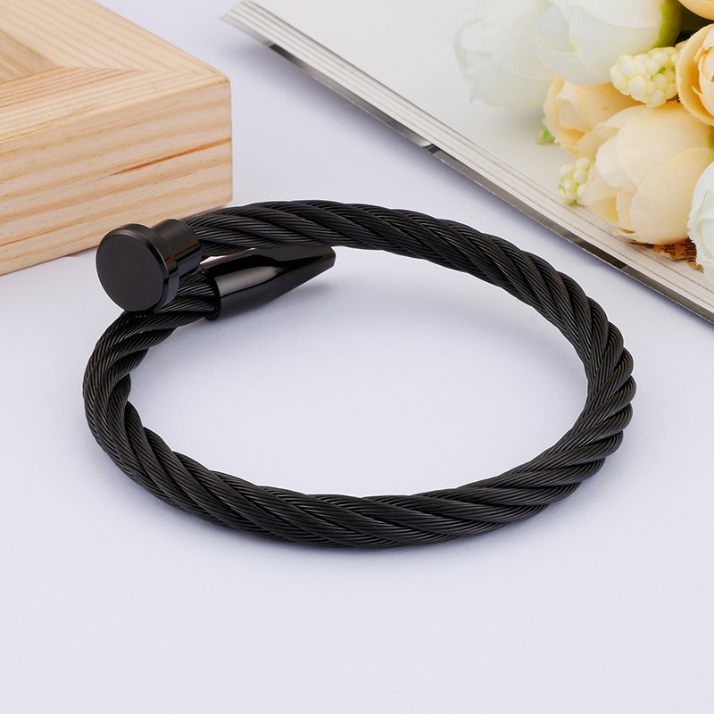 Steel wire bracelets, bracelets, simple and personalized metal texture jewelry from Europe and America_voghion.com