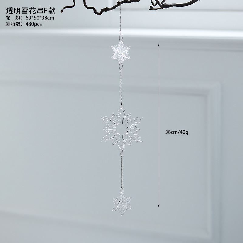 Nuevo acrílico transparente flocos de nieve cristal hielo colgante perla gota colgante colgante decoración del árbol de Navidad colgante