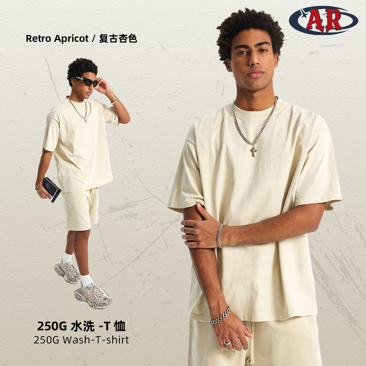 2025 camiseta de manga corta para hombre vintage desgastada estilo básico europeo y americano de algodón puro suelta con hombros caídos lavada venta directa de fábrica.