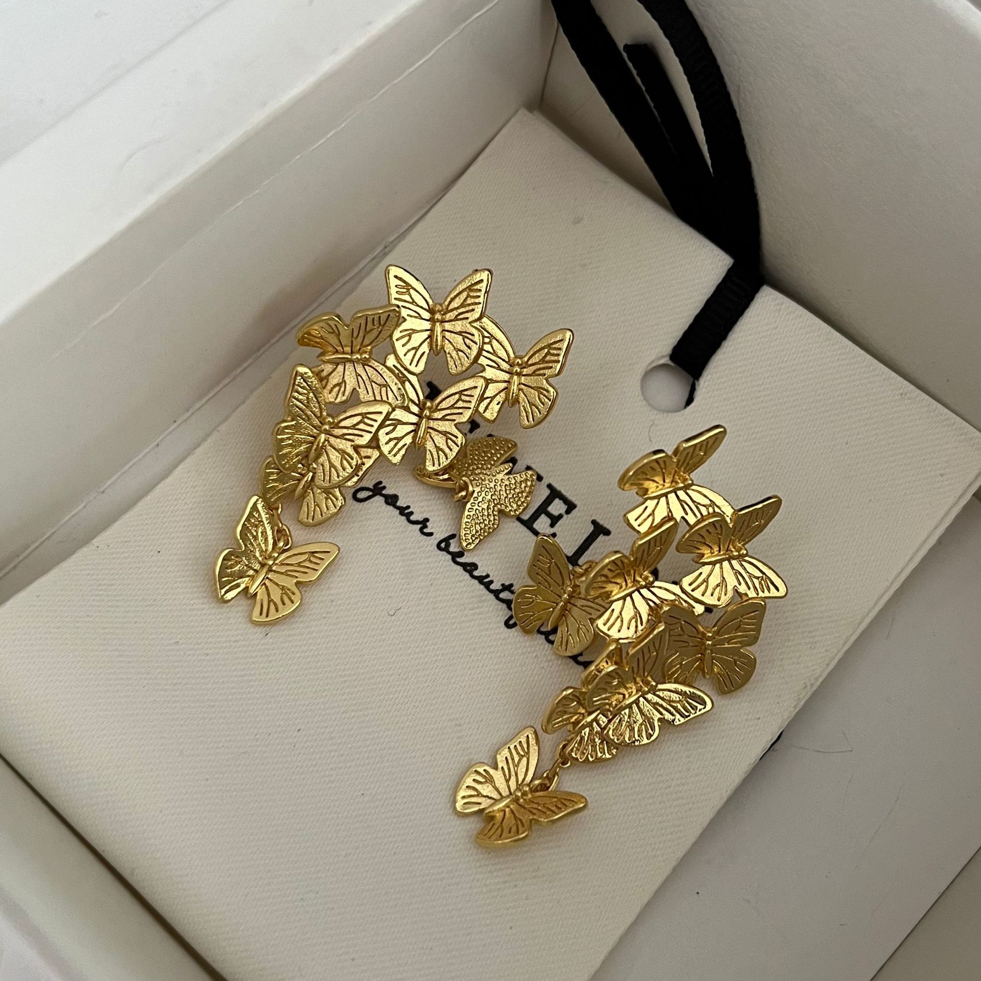 Elegant and Exquisite Silver 925 Butterfly Pendant Earrings with Unique and Personalized Design, Perfect for Hanfu Accessories, Adding a Ethereal and Graceful Touch to Young Girls' Outfits