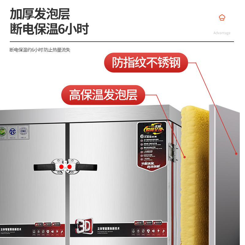 Gran gabinete de vapor de arroz comercial de doble puerta gabinete de vapor de arroz de gas 24 paneles de vapor eléctrico doble puerta gabinete de vapor de vapor coche de vapor automático