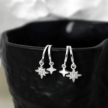 韩国东大门s925银针双芒星耳钉女2025新款冷淡风精致适合圆脸耳饰