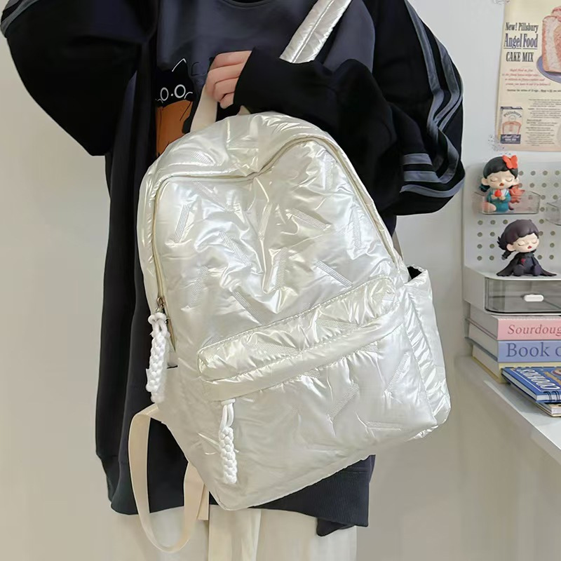 Cross-Border Hot-Selling Large-Capacity Cotton-Padded Bags for Men and Women, New Style Backpacks for Couples, Student School Bags, Travel Backpacks