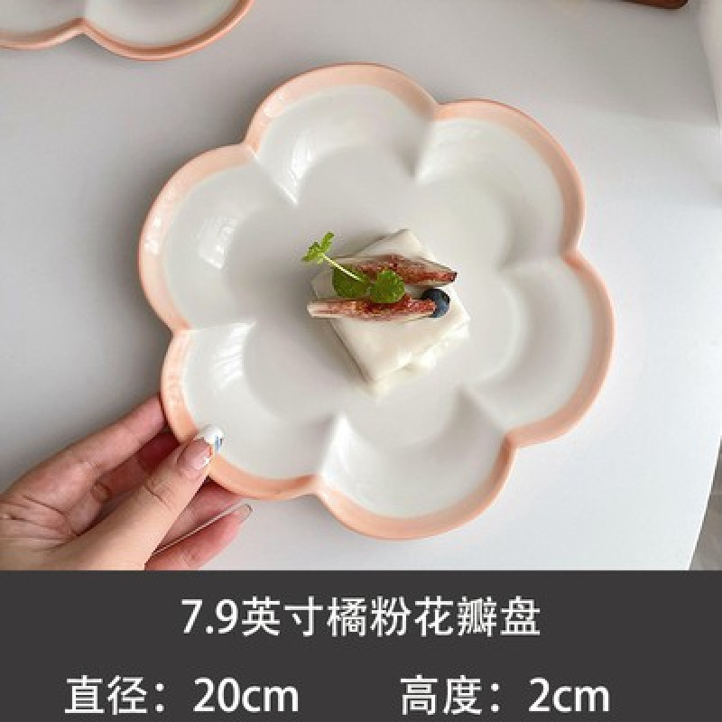 セラミック卸売ディナープレート朝食プレートセラミックウォームウッドハートフォトポーズスタイルホームクリームカラーディッシュプレート|undefined