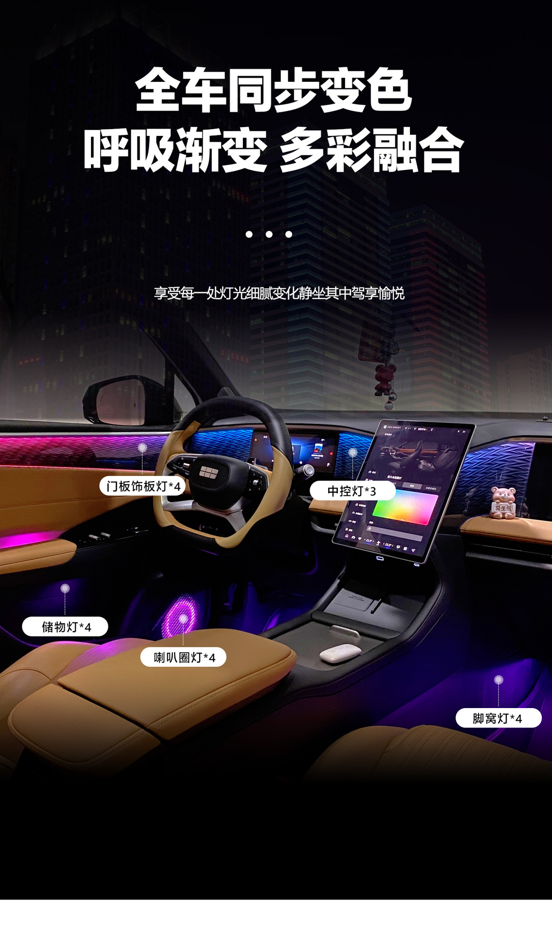 Car ambient lights are suitable for the Geely Galaxy L7-2023