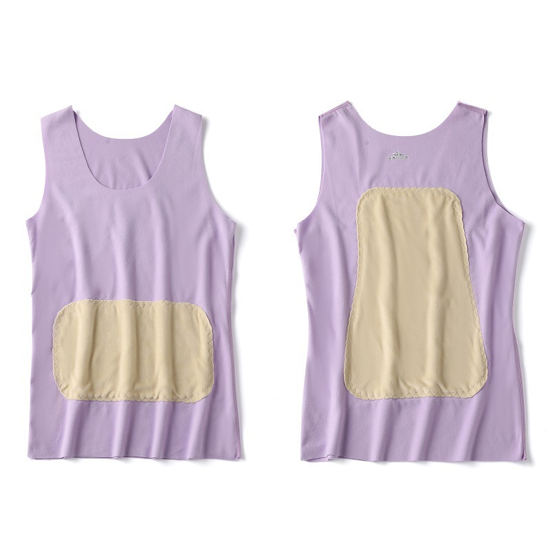 Parche sin costuras de otoño e invierno para hombre Chaleco cálido de otoño e invierno para mujer Protección del vientre engrosada sin mangas de fondo Slim Fit Top forrado de vellón
