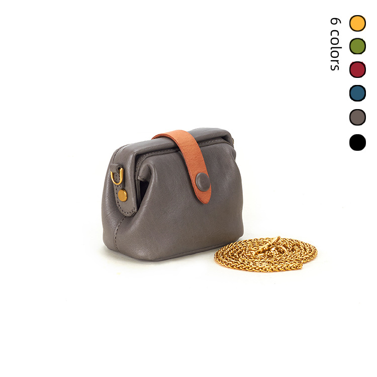 Mini Kiss-Lock Purse Genuine Leather Small Bag Top Grain Cowhide Doctor Bag Vegetable Tanned Leather Minimalist Commuter Crossbody Bag - Thumbnail 7