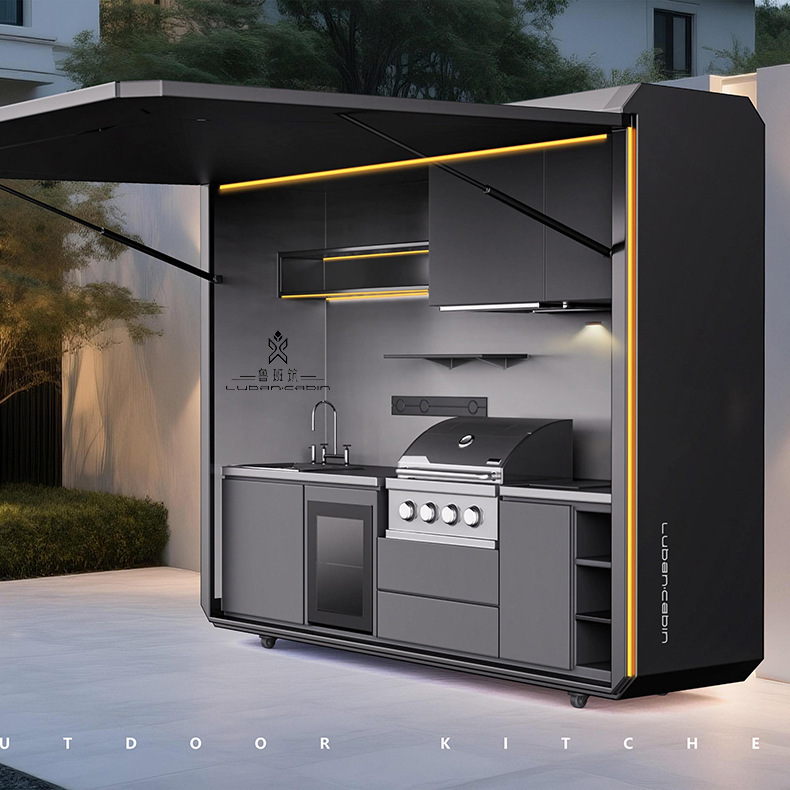 New Multifunctional Foldableing Outdoor Kitchen, Integrated Barbecue Meal Preparation and Refrigeration, Terrace Leisure Cooking Equipment Customization
