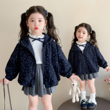 女童印花外套春秋款2025新款儿童韩版时尚小女孩洋气夹克上衣童装