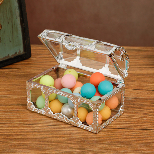 European style hollow golden candy box treasure box shape wedding candy box creative candy box silver wedding supplies wholesale